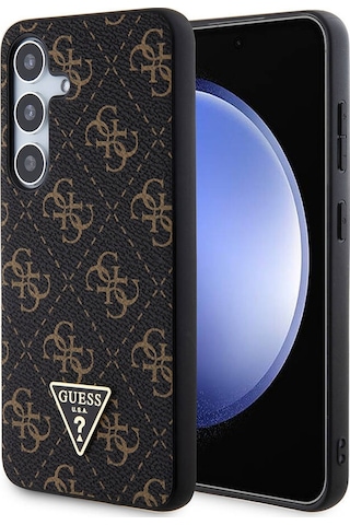 Galaxy S24 Uyumlu Kılıf Guess Lisanslı Pu Üçgen Logo 4g Desenli Kapak Siyah