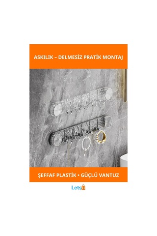 Şeffaf Güçlü Vantuzlu Askılık Çoklu Kanca Çok Renkli