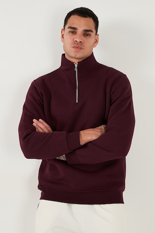 Buratti Pamuklu Regular Fit Yarım Fermuarlı Dik Yaka Erkek Sweat 59052592 Vişne