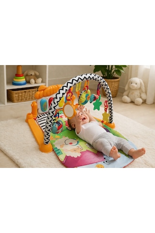 Toys2you Piyanolu Oyun Halısı Işıklı ve Müzikli Gelişim Matı Hayvanat Bahçesi70x45x35
