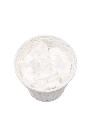 Ev İçin Yuvarlak Hasır Atık Sepeti Beyaz Beyaz