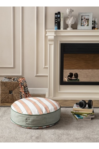 Taşınabilir Şerit Desenli Puf, Yer Minderi, 60x60cm Balkon Ve Ter