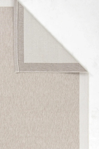 Hoom Rugs Lora 3210 Bej Çerçeveli Çizgili Pamuk Taban Hav Toz Vermez Sisal Halı