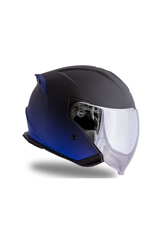 Palio 2.0 Deepsky Mat Siyah-navy Mavi Güneş Vizörlü Açık Kask C3 Siyah