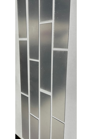 Dekoratif Tuğla Desenli Gümüş Pleksi 15 Adet 5x20cm Kendinden Yapışkanlı Gümüş