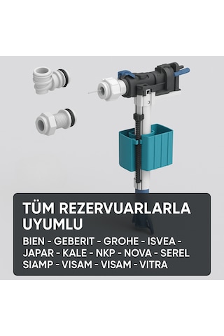 Tüm Rezervuarlarla Uyumlu 1/2 Ve 3/8 Girişli Sessiz Dolum Şa... Beyaz - Gri - Mavi