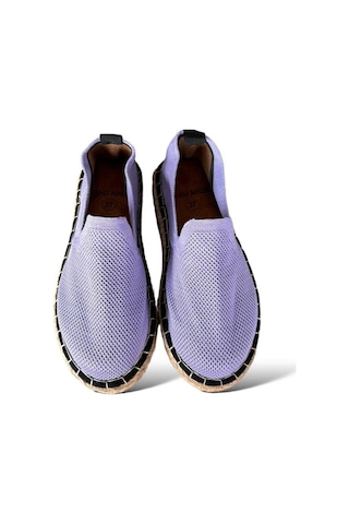 Unisex El Yapımı Triko Espadril Lila-beyaz Beyaz