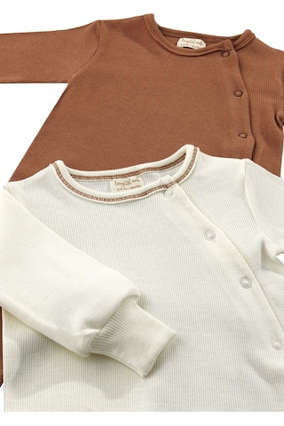 Tinylamb Spice Unisex 2 Parça Organik Pamuk Bebek Ve Çocuk Tulumu 2'li Takım Kiremit-krem