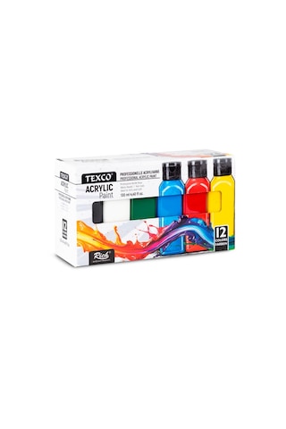 Texco Akrilik Boya Seti 12 Renk 130 Ml Canlı Renkler Karışık Renk