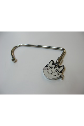 Cats By Luyano Gülümseyen Kedili Metal Başı Döner Çanta Askılığı