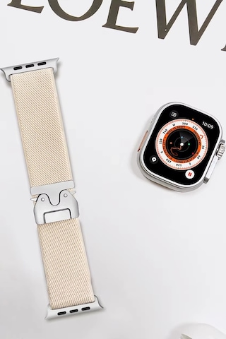 Gld-spt- Newface Apple Uyumlu Watch 42mm Forest Kumaş Kordon - Krem