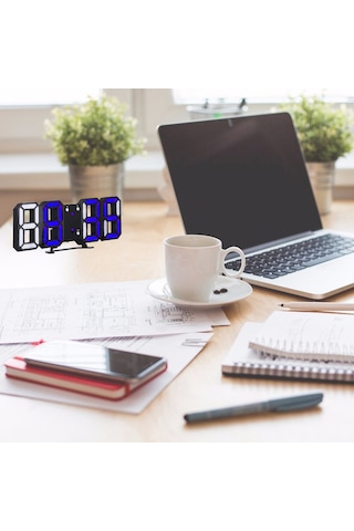 3d Led Dijital Saat Parlayan Gece Modu Parlaklığı Ayarlanabilir Elektronik Masa Saati 24/12 Saat Ekranlı Çalar Saat Duvara Asılabilir