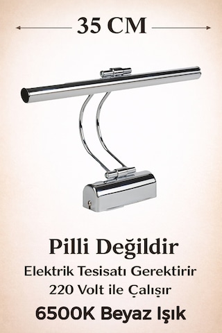 Merwish 35 Cm Flüt Led Aplik 6500k Doğal Beyaz Işık Kablolu Duvar Apliği 220v Elektrik Bağlantılı Modern Tasarım Krom