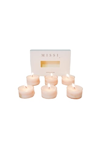 Missi Yasemin Kokulu Bitkisel Tealight Mum Seti 6'lı Beyaz