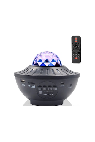 Konesam Oda Işığı Müzikli Bluetooth Projeksiyonu, Yıldız Ve Dalga Efekti, Uzaktan Kumanda, 21 Renkli Ambians Aydınlatma