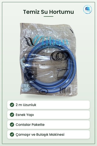 Temiz Su Hortumu 2 M Çamaşır Ve Bulaşık Makinesi Girişi Esnek Mav