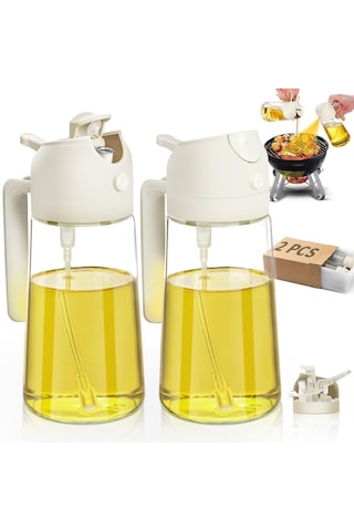 2 Adet 550ml Yeni Nesil Çift Fonksiyonlu Cam Yağdanlık