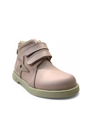 1546 Çocuk Okul Öncesi Deri Korseli Bot Pudra