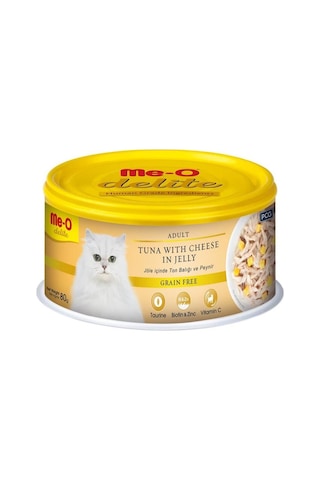 Me-O Delite Ton Balık ve Peynirli Tahılsız Jelly Konserve Yetişkin Kedi Maması 12 x 80 G
