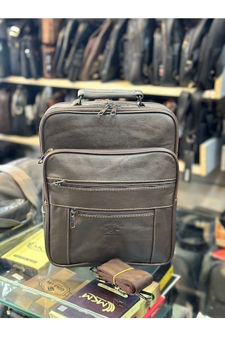 Trg Polo Hakiki Deri Kahverengi Erkek El Çantası Kahverengi