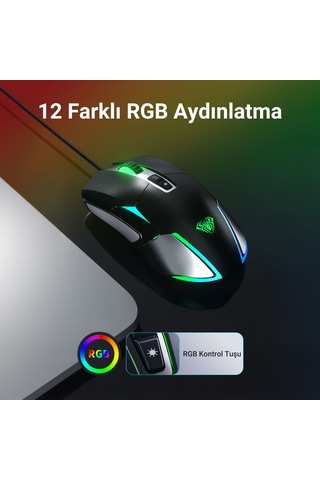 Aula F816 12800 DPI RGB Kablolu Oyuncu Optik Mouse