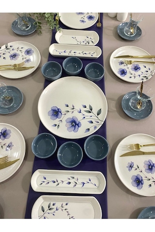 Mor Menekşe 6 Kişilik 23 Parça Kahvaltı Takımı Mor