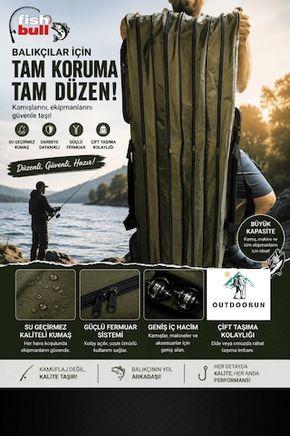 Fish Bull 4 Bölmeli Haki Olta Kamış Taşıma Çantası 120 Cm