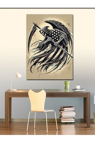 Kanvas Tablo Ölüm Figürü Ve Tırpan 50cmx70cm