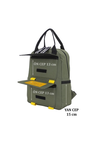 Case Club Kadın Sırt Çantası Yandan Cepli Su Geçirmmez Kumaş Haki Yeşil