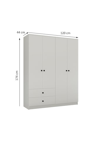 Metalia Metalia Gm 077 Novado Düğme Kulplu 4 Kapı 2 Çekmeceli Gardırop