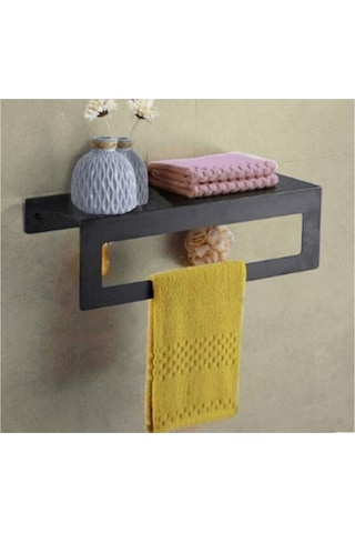 Dione Store Siyah Raflı Havlu Askısı, Metal Raflı Havluluk, Otel Banyo Askısı, Mutfak Banyo Raflı Havluluk Renkli