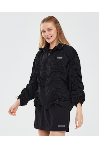 Skechers Micro Collection W Hooded Jacket Kadın Siyah Fermuarlı Eşofman Üstü S241094-001 Siyah