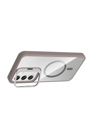 Samsung Uyumlu S25 Fe Kılıf Kamera Standlı Magsafe Destekli Şeffaf Arka Yüz Silikon Erd Lacivert