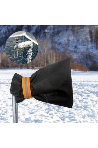 Padalink Kışlık Dışarıdaki Muslukları Koruma Kılıfı - Oxford Kumaş, Işık Yansıtan Siyah, 26x64cm, Isı Yalıtımı