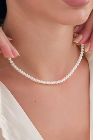 Tmt Silver Gümüş Beyaz İnci Choker Tasma Kolye