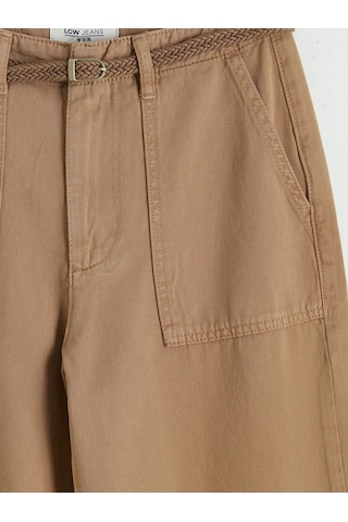 Lc Waikiki Kahverengi Beli Kemerli Carrot Fit Kadın Jean Pantolon