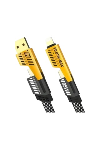 65w 4'ü 1 Arada Çoklu Şarj Kablosu - Usb-c, Usb-a, Lightning, Veri Ve Şarj Desteği