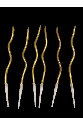 Delux Serisi Altın Rengi Salon Aksesuarı Kıvrımlı Fiğürlü Mum Gold