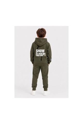 H&c Coolboy H&c Erkek Çocuk Haki Kapüşonlu Baskılı Eşofman Takımı Sweatshirt Ve Jogger Alt