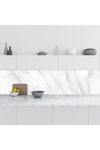 Mutfak Tezgah Arası Folyo Fayans Kaplama Folyosu Beyaz Mermer Yen
