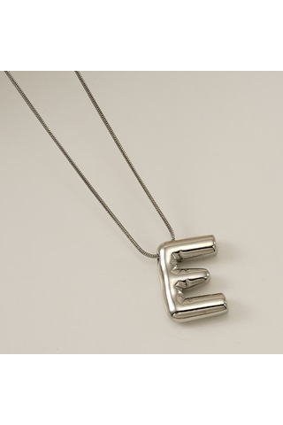 Relaxed Tombul Gümüş Parlak 26 İngilizce Kabarcık Harfler Kolye Hip Hop Kolye Klavikula Zinciri-a Beyaz