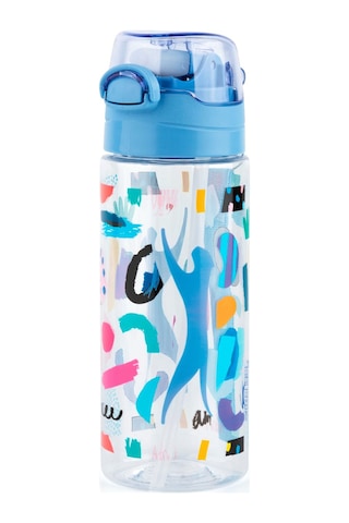 Slazenger Plastik Pipetli Okul Matarası - 500 Ml - Mavi Kapaklı