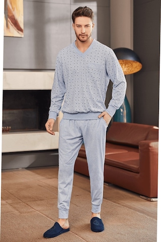 Mecit Pijama By Mecit 2757 Mavi Büyük Beden Erkek Pijama Takımı Mavi