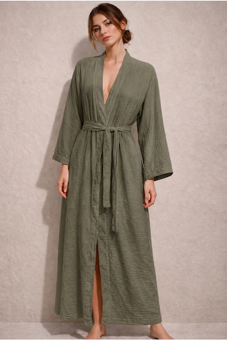 Estewomanfashion Müslin %100 Pamuk Kimono & Kaftan Haki