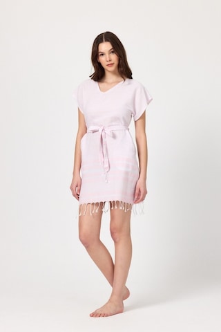 Mulberry Katya Plaj Elbisesi Tunik Pareo %100 Pamuk Pembe