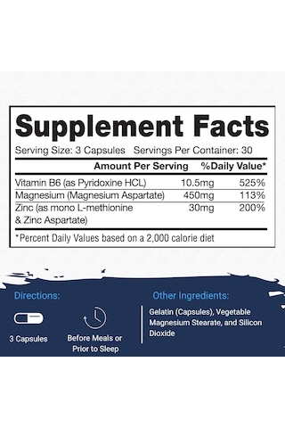 Gaspari Nutrition Zma Complex: Nighttime Muscle Recovery Zinc, Magnesium, Vitamin B6 90 Caps