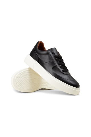 Deery Erkek Siyah Hakiki Deri Sneaker Ayakkabı - 04601msyhe01