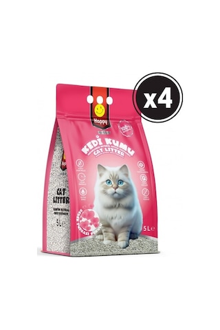 Happy Topaklanan Bentonit Bebek Pudralı Kedi Kumu 4 x 5 L