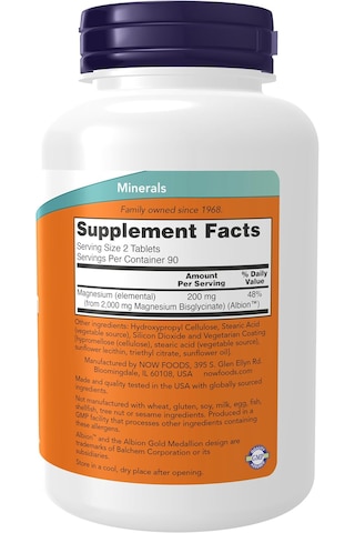 Now Foods Magnesium Magnezyum Glycinate Gilisinat 200 Mg 180 Ta