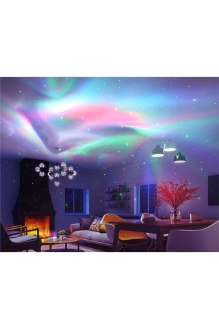 Youtek Usb Kontrollü Aurora Işık Projektörü - 7 Renkli Yıldız Gökyüzü, Zamanlayıcı Fonksiyonu, Ev Ve Bar Için Stüdyo Atmosfer Aydınlatması Beyaz